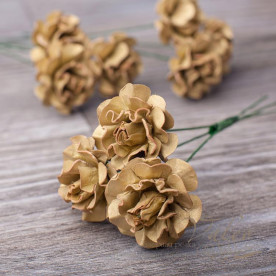 Декоративные бумажные цветы Розы 30мм 3шт цвет золото 2826 Valeo