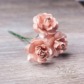 Декоративные бумажные цветы Розы 30мм 3шт цвет лосось 2823 Valeo
