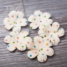 Декоративні паперові Польові квіти 40 * 40мм 5шт колір молочний з горохом 2940 Valeo