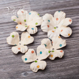 Декоративные бумажные Полевые цветы 40*40мм 2шт 30*30 3шт цвет молочный с горохом 2941 Valeo