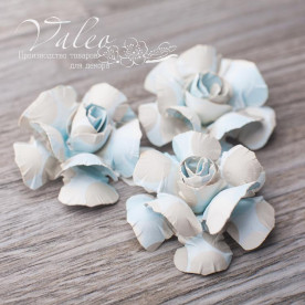 Декоративні паперові Троянди 40 * 40мм 3шт колір молочно-блакитний 2947 Valeo