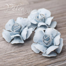 Декоративні паперові Троянди 40 * 40мм 3шт колір блакитний в синій горох 2948 Valeo