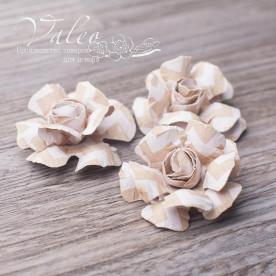 Декоративные бумажные Розы 40*40мм 3шт цвет бежевый зигзаг 2952 Valeo