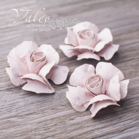 Декоративні паперові Троянди 40 * 40мм 3шт колір латте в горох 2953 Valeo