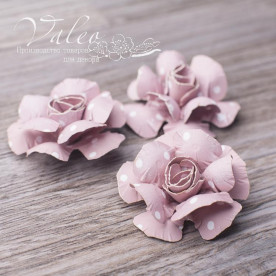Декоративные бумажные Розы 40*40мм 3шт цвет какао в горох 2956 Valeo