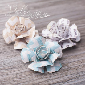 Декоративные бумажные Розы 40*40мм 3шт цвет микс 2957 Valeo