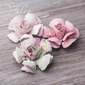 Декоративні паперові Троянди 40 * 40мм 3шт колір мікс 2958 Valeo