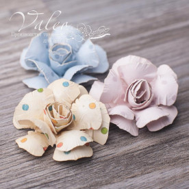 Декоративные бумажные Розы 40*40мм 3шт цвет микс 2961 Valeo