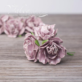 Декоративные бумажные Розы 30*30мм 3шт цвет какао в горох 2964 Valeo