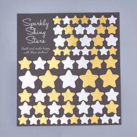 Лист наклеек Звезды нарядные, золото и серебро, 13х13 см