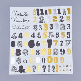 Набір наклейок Цифри святкові, срібло і золото, 13х13 см