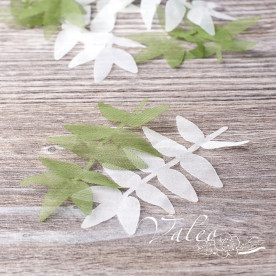 Декоративні тканинні гілочки 8 * 4 см 10 шт зеленого і білого кольору 2738 Valeo