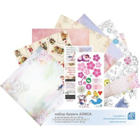 Набор бумаги Алиса 30х30 см (8 листов + 2 листа 15х30 см), Курдибановская