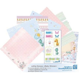 Набір паперу Baby Shower (8 аркушів + 1 лист 15х30 см) 30х30 см, Курдібановская