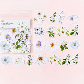 Набір наклейок Квіти в білому, 45 шт