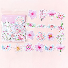 Набор наклеек Цветы в розовом, 45 шт