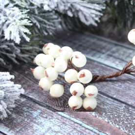 Ягоди горобини білого кольору, 1 гілочка, 2 ягідки, 1 см