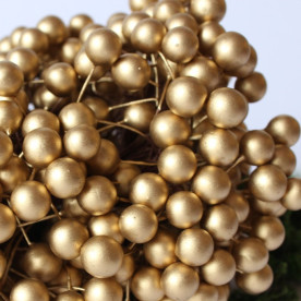 Глянцеві ягоди (калина), 1 гілочка, 2 ягідки, 1 см, золотого кольору