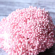 Перламутровые тычинки на нитке, 3 мм, 30 веточек, нежно-розового цвета