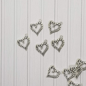 Металлическая подвеска Сердечко, цвет серебро, 1.5х2 см