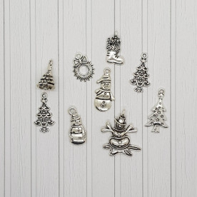 Набір підвісок Новий рік, 9 шт., Колір срібло