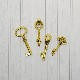 Набір металевих підвісок Ключики, античне золото, 4 шт.