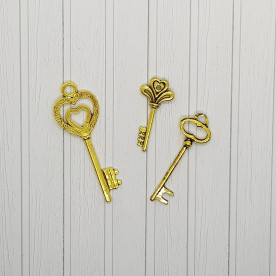 Набір металевих підвісок Ключики, античне золото, 3 шт.