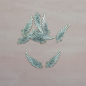 Металева підвіска Крильце двостороннє, розмір 35 мм, античне срібло