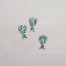 Металлическая подвеска Крылья ангела, размер 30 мм, античное серебро