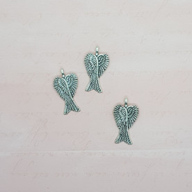 Металлическая подвеска Крылья ангела, размер 30 мм, античное серебро