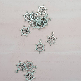 Металлическая подвеска Штурвал, 2 см, 1 шт., античное серебро