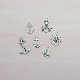 Подвески "Морское путешествие", набор 6 шт., античное серебро