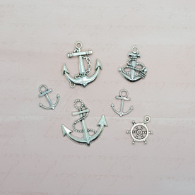 Набір підвісок Морська подорож, 6 шт., Античне срібло