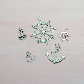 Підвіски "Морська пригода", набір 5 шт., Античне срібро
