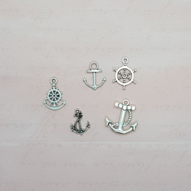 Набір підвісок Морська подорож, 5 шт., Античне срібло