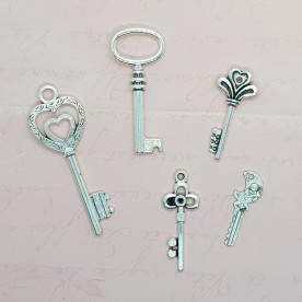Набір підвісок Ключики, античне срібло, 5 шт.