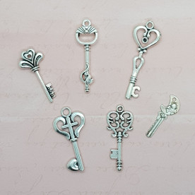 Набір підвісок Ключики, античне срібло, 6 шт.