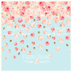 Деко Веллум (аркуш кальки з малюнком) Троянди на блакитному А3, Фабрика Декору