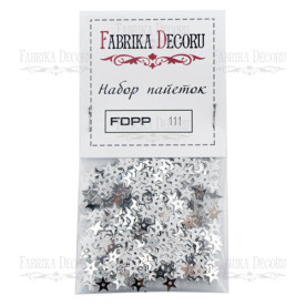 Набір паєток - 111 зірки 7мм срібло, Фабрика Декору