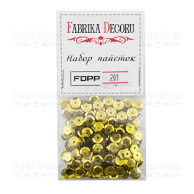 Набор пайеток - 201 кружочки 8мм золото, Фабрика Декору