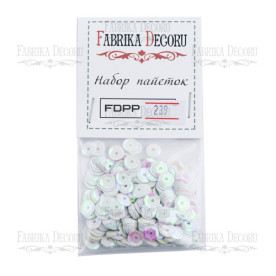 Набор пайеток - 239 кружочек 8мм белый , Фабрика Декору