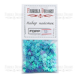 Набір паєток - 124звезди 7мм блакитний, Фабрика Декору