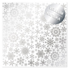 Лист кальки (Веллум) з фольгуванням Silver Snowflakes, Фабрика Декору