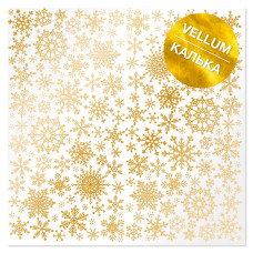 Лист кальки (Веллум) з фольгуванням Golden Snowflakes, Фабрика Декору