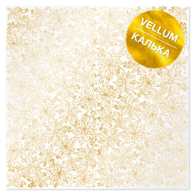 Лист кальки (Веллум) з фольгуванням Golden Poinsettia, Фабрика Декору