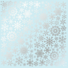 Аркуш паперу з фольгуванням Silver Snowflakes Blue, Фабрика Декору