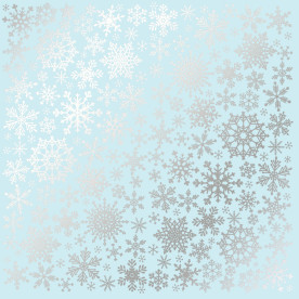Лист бумаги с фольгированием Silver Snowflakes Blue, Фабрика Декора
