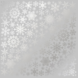 Лист бумаги с фольгированием Silver Snowflakes Gray, Фабрика Декора