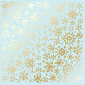 Лист бумаги с фольгированием Golden Snowflakes Blue, Фабрика Декора