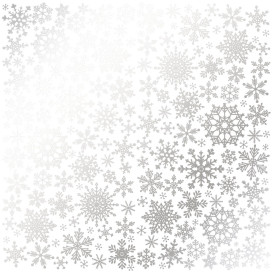 Аркуш паперу з фольгуванням Silver Snowflakes White 30х30 см, Фабрика Декору